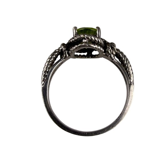 Sterling Silver Women’s Green Gemstone Rope Band Ring Size 6.5 Vintage Style - Picture 3 of 6